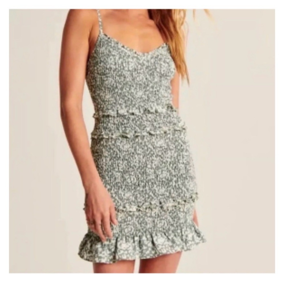 Abercrombie & Fitch Green Textured Mini Dress